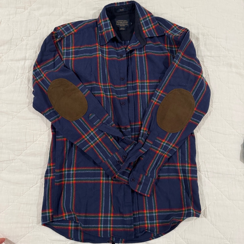 Pendleton Plaid Elbow Patch Shirt | size small | Crater Lake